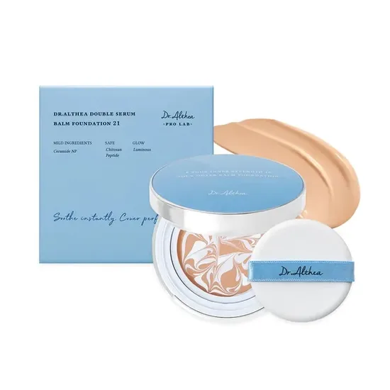 Mitrinošs tonālais balzams ar SPF50+ un ādu kopjošām sastāvdaļām Dr.Althea Double Serum Balm Foundation